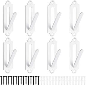 LEIFIDE 8 Pcs White European Mount Skull Hanger Metal European Skull Wall Mount Hunting Deer Skull Mount Antler Hooker for Deer Antelope Small Game Animals Deer Hanger Bracket Complete with Screws