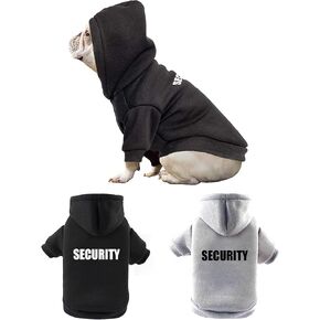 2 Pack Dog Hoodie Security Dog Sweater Pet Fleece Sweatshirt with Hat Dog Cold Weather Coats Winter Warm Cotton Puppy Hoodie Dog Clothes for Small Medium Large Dogs Cats Boy Girl Black Grey L
