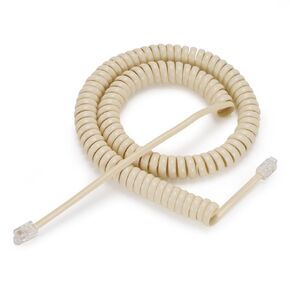 Uvital 13FT Phone Cord for Landline, 1 Pack RJ9 Telephone Cords for Landline Phones(Coiled Length: 1.5FT), Cream Phone Handset Cord, Phone Cable, Telephone Wire