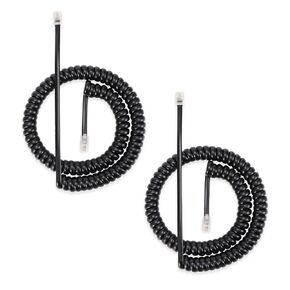 Phone Cords 1.2 FT Coiled/10 Ft Uncoiled, Telephone Cord, 2 Pack Black, Telephone Cords for Landline Phones, RJ9 4P4C Universally Compatible