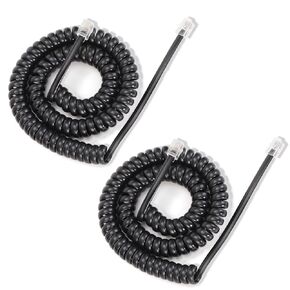 Telephone Cord 25FT Uncoiled/ 3.1FT Coiled, 2 Pack Phone Cord, RJ9 Long Phone Cord for Landline, Black Curly Handset Cord for Corded Landline Phone, Use in Ofiice/Home