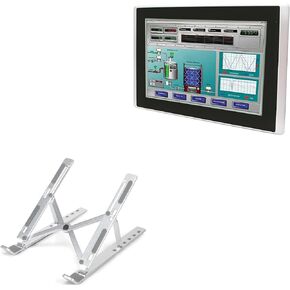 BoxWave Stand and Mount Compatible with AIS HMI-TCND0U-18AC - Compact QuickSwitch Laptop Stand, Portable, Multi Angle Viewing Stand - Metallic Silver