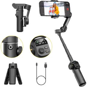 مثبت جيمبال لهاتف iPhone، وiPhone Gimbal مع تتبع الوجه/الأشياء لتسجيل Vlog، وحامل هاتف ثلاثي المحاور مع قضيب تمديد 7.8 بوصة وشاشة OLED لهاتف iPhone/Android-Smart X2 أبيض