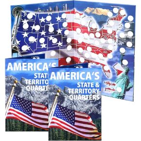 2 Pcs State Quarter Collection Book Folder Maps 50 States Quarter Collection Book Coin Collecting Book for Collectors Adults