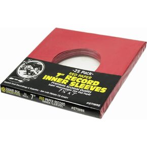 (25) 7" 45rpm Red Vinyl Record Inner Sleeves - Archival Quality, Super Heavyweight 29# Paper with Hole - 07IWRE