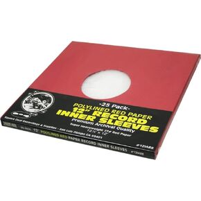 (25) 12 Premium Red Polylined Record Inner Sleeves - Archival Quality, Heavyweight Paper & Plastic - 12IARE