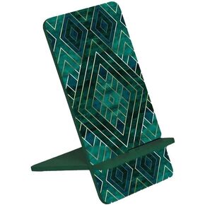 Foldable Wooden Cell Phone Stand,Universal Phone Holder Stand-Charging Hole Compatible with All Phone iPhone14,Smartphone,Facetime Holder for Desk 7"x 3.5"in Geometry in Motion (Large)