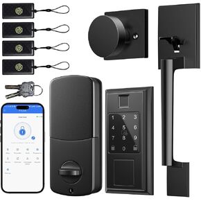 Smart Locks for Front Door with Handle Knob Set, Keyless Entry Door Lock, Front Door Lock Set, Fingerprint Door Lock with App Control, Auto Lock, Matte Black