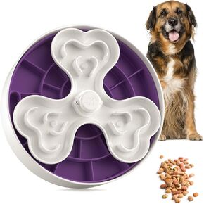 Slow Feeder Dog Bowls, Dishwasher Safe Dog Food Bowl, Dog Bowls for Large Breed Dogs Less Anxiety,4 Modes,3 Detachable Parts, Adjustable Slow Feeding Speeds, Purple