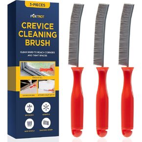 Grout Brush with Long Handle & Hard Bristle Crevice Cleaning Brush, Grout Cleaner for Tile Floors, Floor Scrubber for Tile Grout Line, Household Use, Multipurpose Gap Cleaning Tools by Foxtrot Living