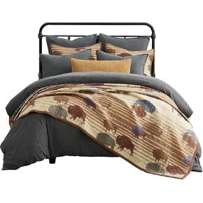 Paseo Road by HiEnd Accents Home on The Range Western Bedding 3 Piece Quilt Set with Pillow Shams, King Size Buffalo Bison Geometric Print Aztec Bedding, Cotton Southwestern Rustic Bed Set