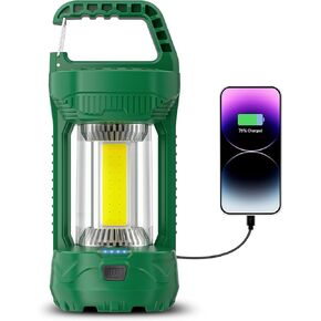 Favourlite LED Camping Lantern Rechargeable, 1500LM 4 Light Modes Camping Light 4000mAh Phone Charger Lanterns for Power Outages Portable Waterproof Camping Essentials for Emergency (Leaf Green)