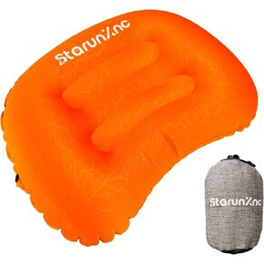 Compact Camping Pillow - Inflatable Camping Pillow - Blow Up Pillow - Crescent Shape, Foldable, Ergonomic, Head and Neck Support for Backpacking, Hiking and Outdoor Travel (Blue)