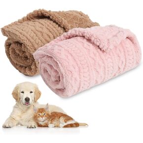 KOOLTAIL Dog Blanket for Small Medium Dogs, 2 Pack Cat Blankets, Soft Warm Sherpa Fleece Washable Puppy Kitten Calming Pet Throw Heating Blanket for Bed Couch Sofa Crate Car, 24x32 in, Grey+Pink