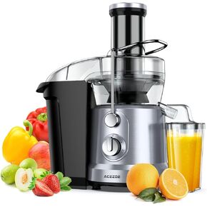 Juicer Machines 1300W Juicer Vegetable and Fruit, Power Juicers Extractor with 3" Feed Chute, Centrifugal Juicer with High Juice Yield, Easy to Clean&BPA-Free, Dishwasher Safe-Silver-Black