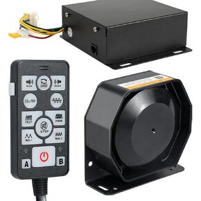 BooYu 12V 200W Police Emergency Slim Horn Speaker Siren PA System for Truck Vehicles Firefighter Ambulance Tow UTV ATV Van Car POV RV [120-135dB][2 x 10A Switches][Handheld Microphone][Hands-Free]