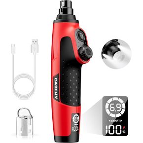 Casfuy Smart 6-Speed Dog Nail Grinder - 50% More Power Pet Nail Grinder with 2 LED Lights Quiet Rechargeable Electric Dog Nail Trimmers File Toenail Grinder for Large Medium Small Dogs & Cats (Red)