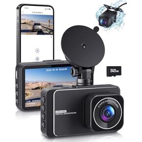 PGYIOO! Dash Cam, Dash Cam Front and Rear,4K+2.5K Ultra HD Dash Camera,175°+160° Wide Angle, Car Camera, Included 32GB SD Card, Night Vision, 24 Hours Parking Monitor, Built-in Wi-Fi and Apps