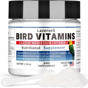 Nutritional Calcium Supplement for Birds Bird Vitamins for Water- Bird Health Supplements All-Natural Bird Formula with Magnesium and Vitamin- Birds Nutritional Supplies 1.58 OZ