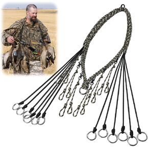 Enhon 2 in 1 Duck Hunting Accessories, Duck Call Lanyard with 12 Slip Rings, Whistle Lanyard with 10 Adjustable Loops, Paracord Game Call Lanyard for Hanging Waterfowl Game, Birds, Duck Call Whistle