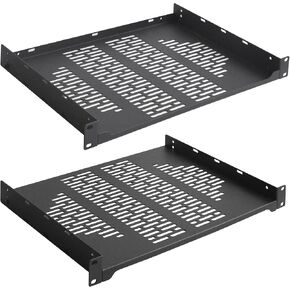 RIVECO 2 PCS 6" Rack Shelves for 19 inches Network Rack & Cabinets, 1U Rack Mount Shelf Vented Cantilever Tray, for Server, IT & Sound Equipment