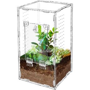 Jumping Spider Enclosure, Tarantula-Enclosure Large Acrylic Terrarium, Reptile Enclosure Jumping Spider Accessories with Magnet Front Opening Door, Terrarium Kit(Large 12x6x6 Inch, Assemble)