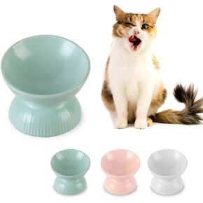 Raised Cat Food Bowls Ceramic - Tilted Elevated Cat Bowls Anti Vomiting - 4.9 in Small Cat Bowl for Dry Wet Food - Stress Free Shallow Cat Feeding Bowls for Whisker Fatigue - Dishwasher Safe - 4oz in Kuwait