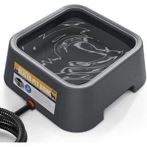 Heated Water Bowl for Dogs & Cats, 3 L/ 101 oz Heated Dog Bowl for Winter, Large Heated Pets Bowl for Indoor/Outdoor, Food Grade Waterer for Poultry & Wild Animal, Constant 39℃/ 102℉, Gray