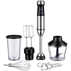 GDOR 1000W 6-in-1 Immersion Blender, Stainless Steel Scratch Resistant Immersion Blender Handheld with 20 Speeds, Hand Blender with Whisk, Chopper, Beaker, Egg Beaters and Dough Hooks, Black