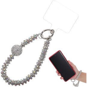 KESYOO Phone Charm Diamond Bead Phone Wrist Strap Rhinestone Cell Phone Bracelet Chain Bling Phone Charm with Tether Tab Wristlet for Women Girls