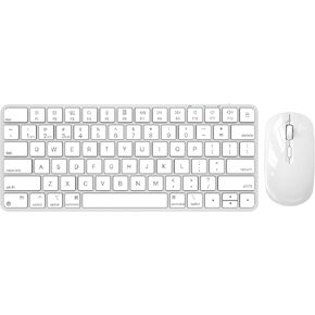 Wireless Keyboard and Mouse for Mac, Bluetooth/2.4G USB Dual-Channel Connection, Multi Device, Rechargeable Wireless Keyboard and Mouse Combo Compatible with Mac, iPad, iPhone