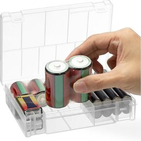kwmobile Battery Organiser Storage Case - Clear Plastic Box for Batteries - Battery Holder for Organising - 18.2 cm x 13.1 cm x 3.8 cm (7.2" x 5.2" x 1.5")