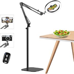 Ring Light Tripod for iPhone Overhead Phone Mount Holder,10"Ring Light with Stand - Floor Standing Tall 70", Overhead Camera Mount Phone Stand for Recording, Video, Content Creators, Selfie, Streaming