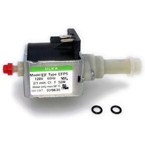 MacMaxe ULKA Model E Type EFP5 - Replacement Pump Compatible with Breville Espresso Machine - Solenoid Vibratory Water Pump with 2 O-Ring Seals - 15 Bar Max Pressure, 2/1 Min. On/Off, 120V, 60Hz, 52W