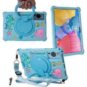 حافظة تابلت Android مقاس 10.1 بوصة لجهاز Onn 10.1، ApoloSign EM101A، WDYQJE A55، TECLAST P30، CZZ C10، Freeski Lville HiGrace Plimpton، غطاء سيليكون 10 بوصة مع حامل بمقبض دوار 360 درجة، وردي in Kuwait