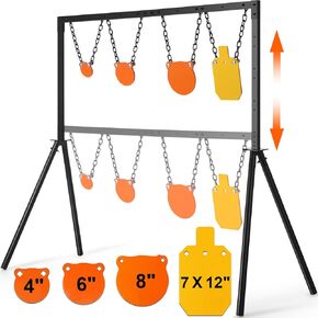 GADFISH Steel Target Stand System, 63 Inch Adjustable Height AR500 Steel Target Set Shooting Outdoors, Steel Target Stand Shooting Range, 3/8 Inch Steel Target Complete Shooting Stand Kit Combination