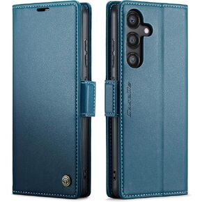 QLTYPRI Wallet Case for Samsung Galaxy S24, Premium PU Leather Magnetic Flip Folio Case with RFID Blocking Credit Card Slots Kickstand Shockproof Protective Phone Case Cover - Black