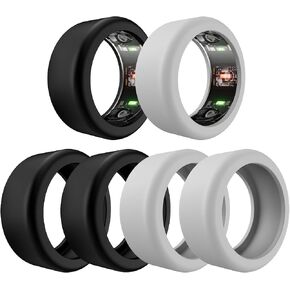 TiMOVO 6pack Silicone Ring Case Compatible with Oura Ring Gen 3, Oura Ring 4, Galaxy Ring, Ultrahuman Ring AIR, RingConn, Oura Ring Case Fits All, Universal 11-14 Size Rings, Size M Black/Gray