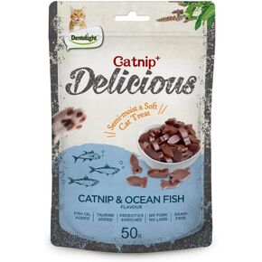 Catnip Delicious, Soft Cat Chew Treat, Real Shimp, Tuna and Chicken, Fish Oil and Taurine Added, 50g (50g, Fish)
