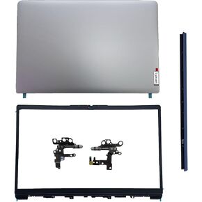 Replacement Laptop LCD Cover Back Rear Top Lid Bezel Hinges with Hinge Cover for Lenovo IdeaPad 1 15ADA7 1 15AMN7 5CB1F36621 Silver