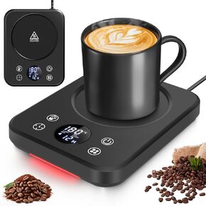 Coffee Mug Warmer, Smart Electric Heated Coffee Cup Warmer for Desk Candle Warmer with Auto Shut Off, Timer, 10 Temperature Setting for Self Heating Coffee, Milk, Beverage, Candle Jar - Black