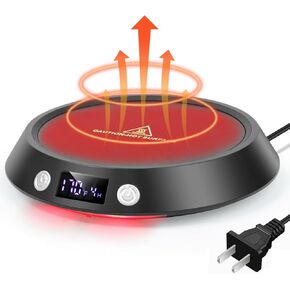 Coffee Mug Warmer for Desk, 30W Coffee Cup Warmer with Auto Shut Off and Timer Function, Smart Cup Mug Heater for Heating Coffee, Beverage, Candles, Tea and Cocoa, Gift - Black