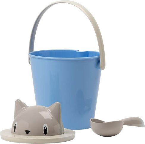 United Pets Crick Cat Food Storage Container | Adorable Pet Dry Foods Air Tight Container Bucket with Lids & Scoop | 2 kg Large Capacity Pet Food Container for Cats & Kitten | Dove Gray & Light Blue in Saudi Arabia