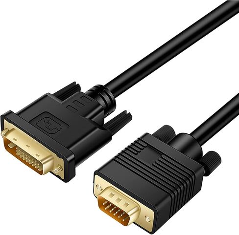 DVI(Sources) to VGA (Display) Cable 30ft, Uni-Directional DVI-D 24+1 to VGA Cord, Gold-Plated Connectors, 1080P Full HD for HDTV, PC, Host, Laptop, Monitor, Projector, Black Cable in Kuwait