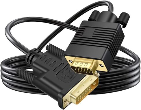 DVI(Sources) to VGA (Display) Cable 30ft, Uni-Directional DVI-D 24+1 to VGA Cord, Gold-Plated Connectors, 1080P Full HD for HDTV, PC, Host, Laptop, Monitor, Projector, Black Cable in Kuwait