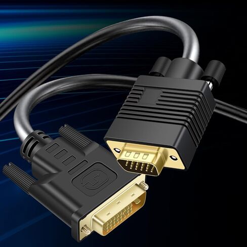DVI(Sources) to VGA (Display) Cable 30ft, Uni-Directional DVI-D 24+1 to VGA Cord, Gold-Plated Connectors, 1080P Full HD for HDTV, PC, Host, Laptop, Monitor, Projector, Black Cable in Kuwait