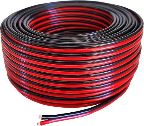 14 Gauge 100% Copper Stranded Red Black Zip Cable | OFC 14 AWG (American Wire Guage) 2 Conductor Bonded Cord for DC Power Automotive Car Audio Speaker LED Trailer Light Hookup Primary Wiring (50 ft) in Saudi Arabia