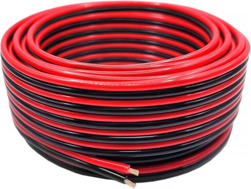 14 Gauge 100% Copper Stranded Red Black Zip Cable | OFC 14 AWG (American Wire Guage) 2 Conductor Bonded Cord for DC Power Automotive Car Audio Speaker LED Trailer Light Hookup Primary Wiring (50 ft) in Saudi Arabia