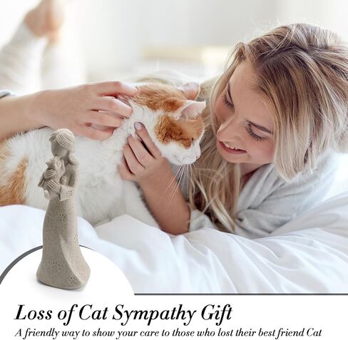INLOMEM Cat Memorial Gifts, Cat Memorial Gifts for Loss of Cat, Pet Cat Remembrance Gifts, Cat Loss Sympathy Gift, Collectible Hand-Painted Cat Angel Figurine Statue for Cat Lovers (Granite) in Saudi Arabia