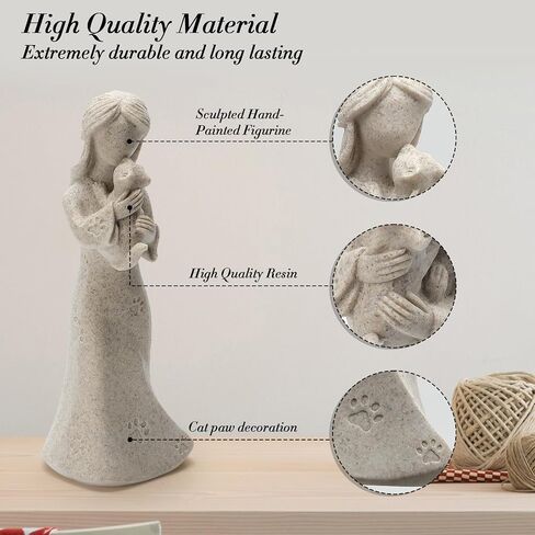 INLOMEM Cat Memorial Gifts, Cat Memorial Gifts for Loss of Cat, Pet Cat Remembrance Gifts, Cat Loss Sympathy Gift, Collectible Hand-Painted Cat Angel Figurine Statue for Cat Lovers (Granite) in Saudi Arabia